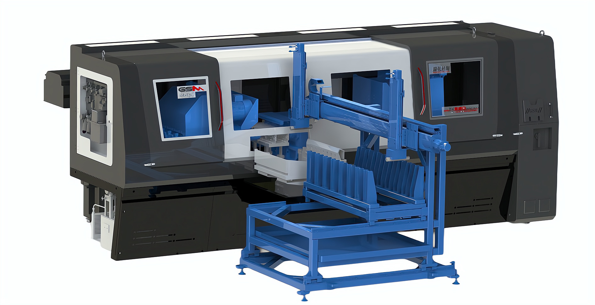 ZK2120×4B/500A 深孔鉆自動化機(jī)型加工新能源電機(jī)軸，單機(jī)自動化